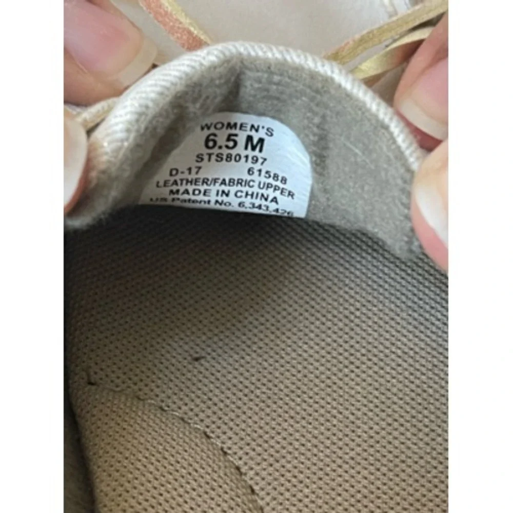 Sperry Top-Sider Womens Boat Shoes Beige Brown Leather Memory Foam Bow 6.5 M